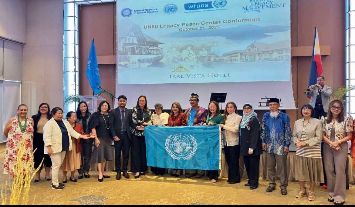 Group photo at the UN80 Legacy Peace Center Conferment at Taal Vista Hotel, October 21, 2025